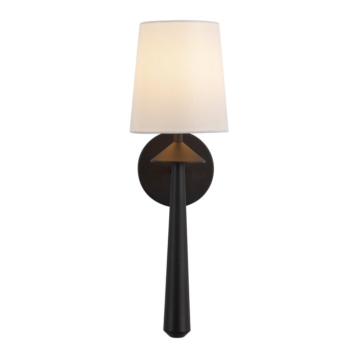 Bridgette 16-in Matte Black/White Linen Socket Wall/Vanity Light by Alora Lighting | WV497106MBWL | Alora Lighting