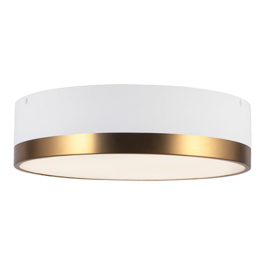 Brisbane 16-in Aged Gold/White 3 Lights Flush Mount by Alora Lighting | FM556216AGWH | Alora Lighting
