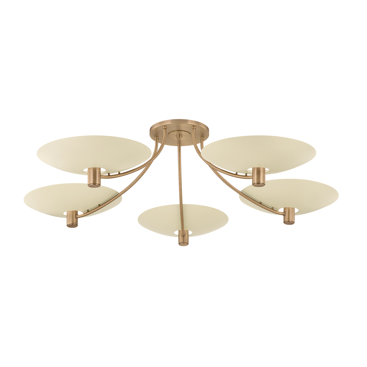 Wolfe Semi-Flushmount by Troy Lighting in Patina Brass/Soft Sand Finish