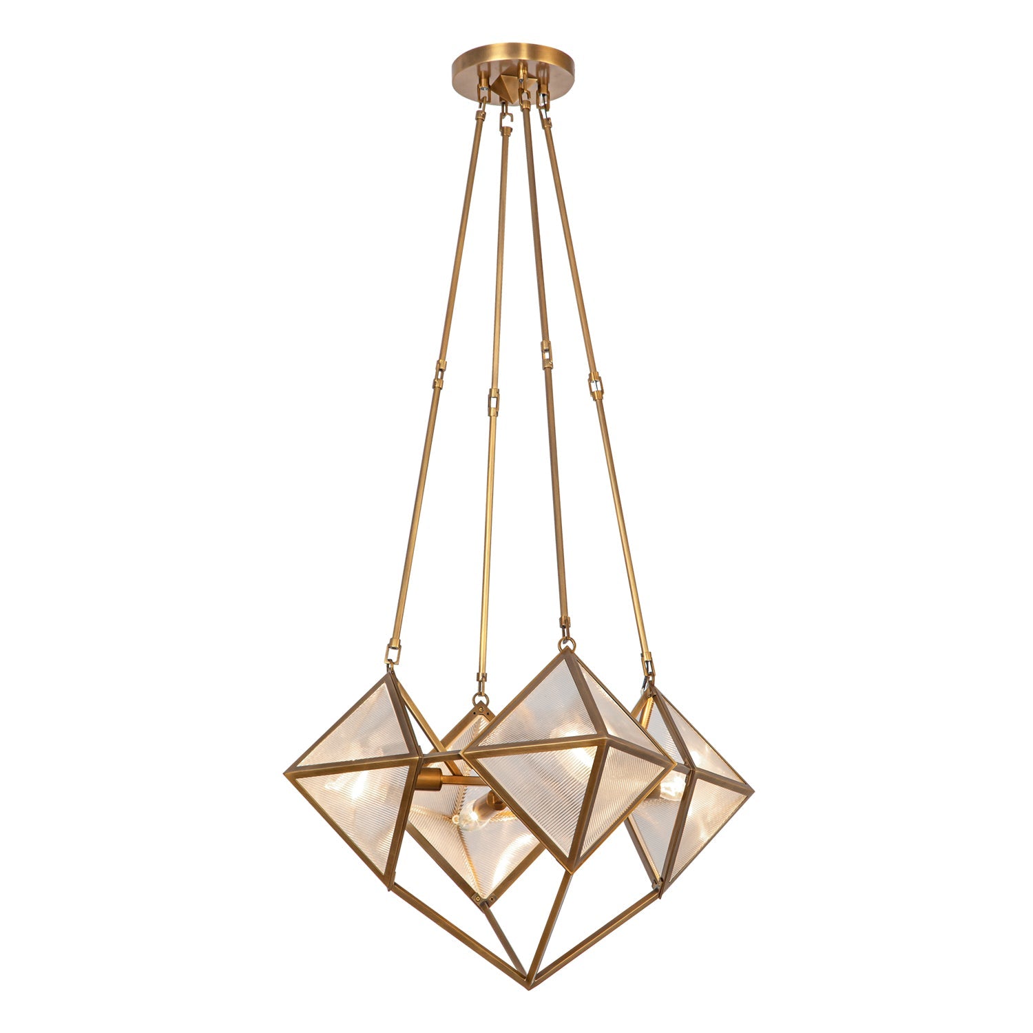 Cairo 21-in Ribbed Glass/Vintage Brass 4 Lights Chandelier by Alora Lighting | CH332421VBCR | Alora Lighting