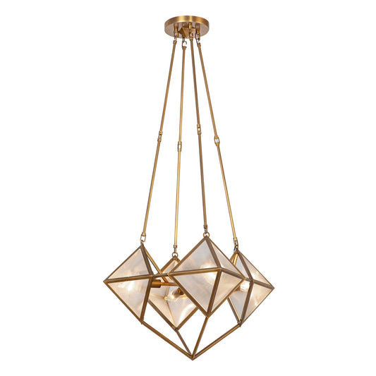 Cairo 21-in Ribbed Glass/Vintage Brass 4 Lights Chandelier by Alora Lighting | CH332421VBCR | Alora Lighting