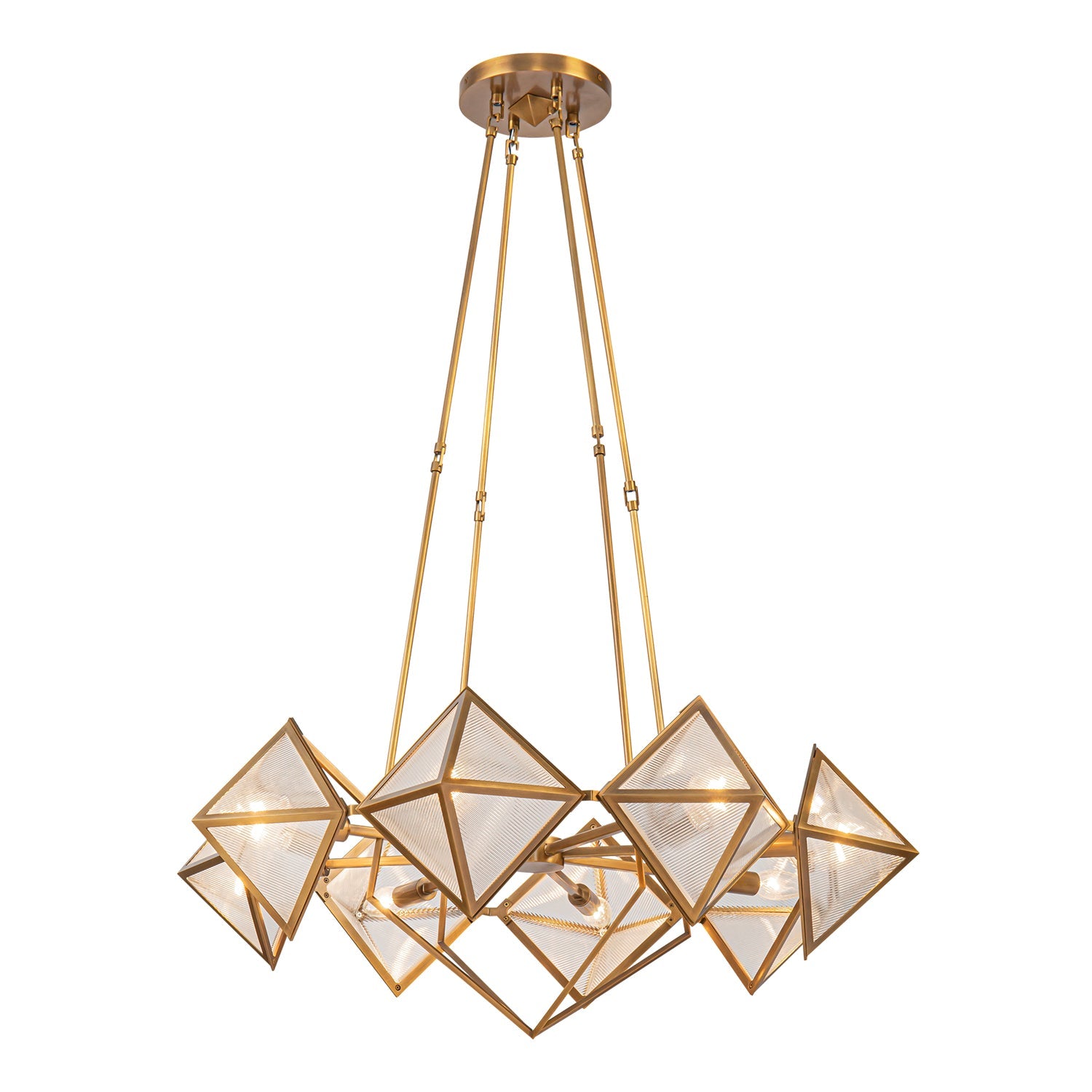 Cairo 30-in Ribbed Glass/Vintage Brass 8 Lights Chandelier by Alora Lighting | CH332830VBCR | Alora Lighting
