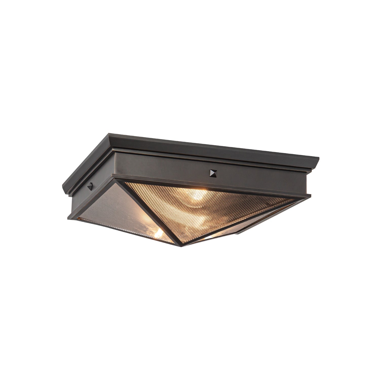 Cairo 15-in Ribbed Glass/Urban Bronze 2 Lights Flush Mount by Alora Lighting | FM332615UBCR | Alora Lighting