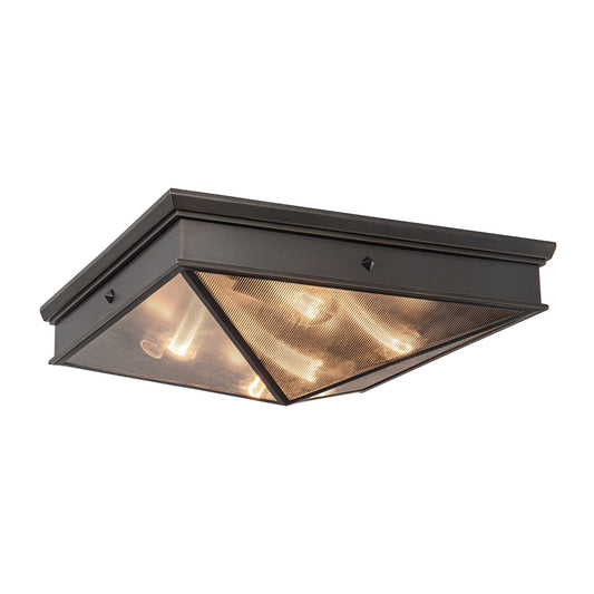Cairo 19-in Ribbed Glass/Urban Bronze 4 Lights Flush Mount by Alora Lighting | FM332919UBCR | Alora Lighting