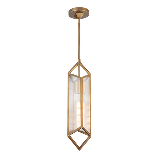 Cairo 19-in Ribbed Glass/Vintage Brass 1 Light Pendant by Alora Lighting | PD332119VBCR | Alora Lighting