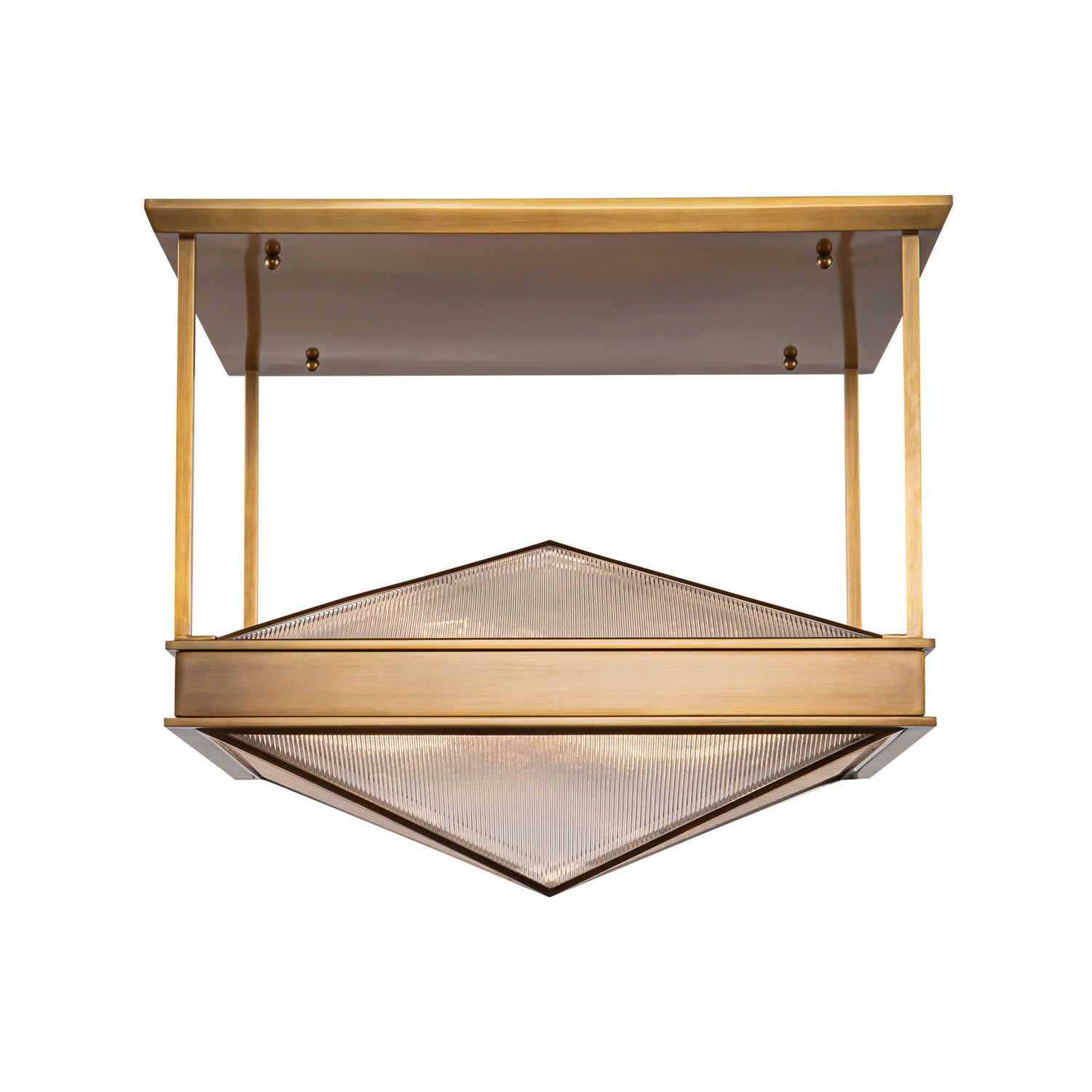 Cairo 19-in Ribbed Glass/Vintage Brass 4 Lights Semi Flush Mount by Alora Lighting | SF332919VBCR | Alora Lighting