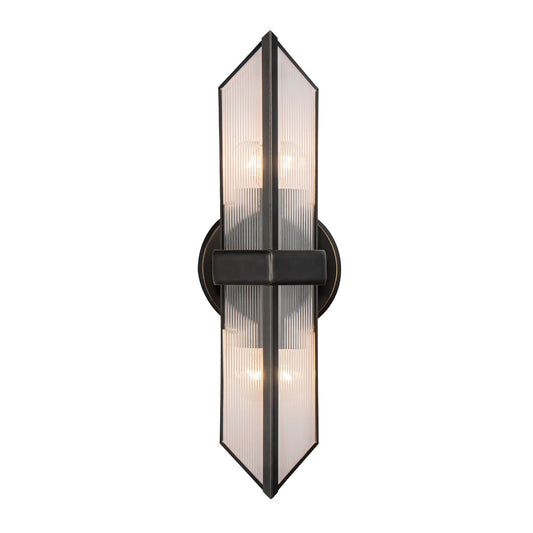 Cairo 15-in Ribbed Glass/Urban Bronze 2 Lights Wall/Vanity by Alora Lighting | WV332815UBCR | Alora Lighting