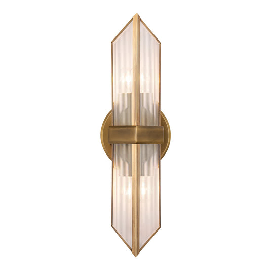 Cairo 15-in Ribbed Glass/Vintage Brass 2 Lights Wall/Vanity by Alora Lighting | WV332815VBCR | Alora Lighting