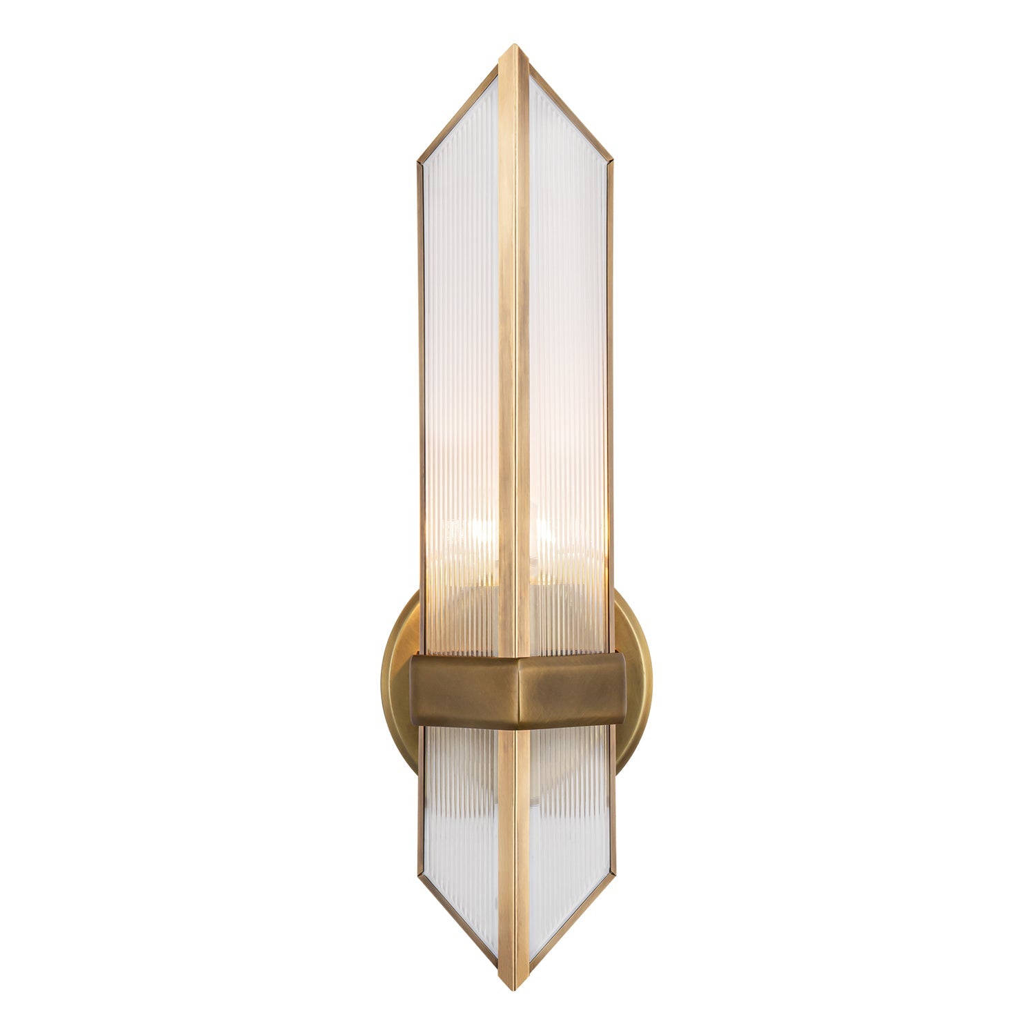Cairo 4-in Ribbed Glass/Vintage Brass 1 Light Wall/Vanity by Alora Lighting | WV332904VBCR | Alora Lighting