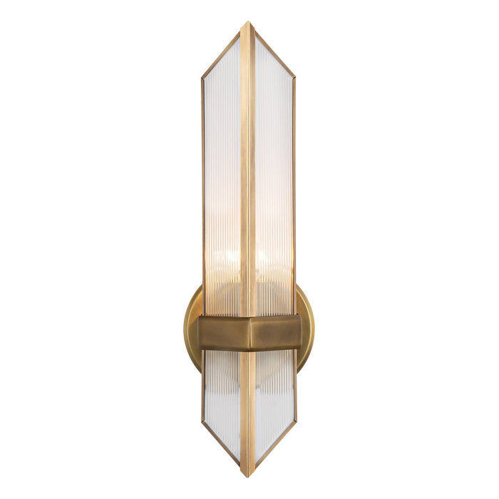 Cairo 4-in Ribbed Glass/Vintage Brass 1 Light Wall/Vanity by Alora Lighting | WV332904VBCR | Alora Lighting