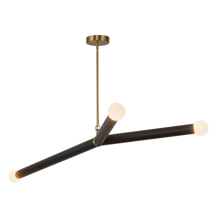Calla 52-in Brushed Gold Dimmable LED Chandelier with Black Vegan Leather