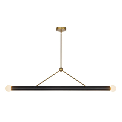 Calla 52-in Brushed Gold Dimmable LED Linear Pendant with Black Vegan Leather