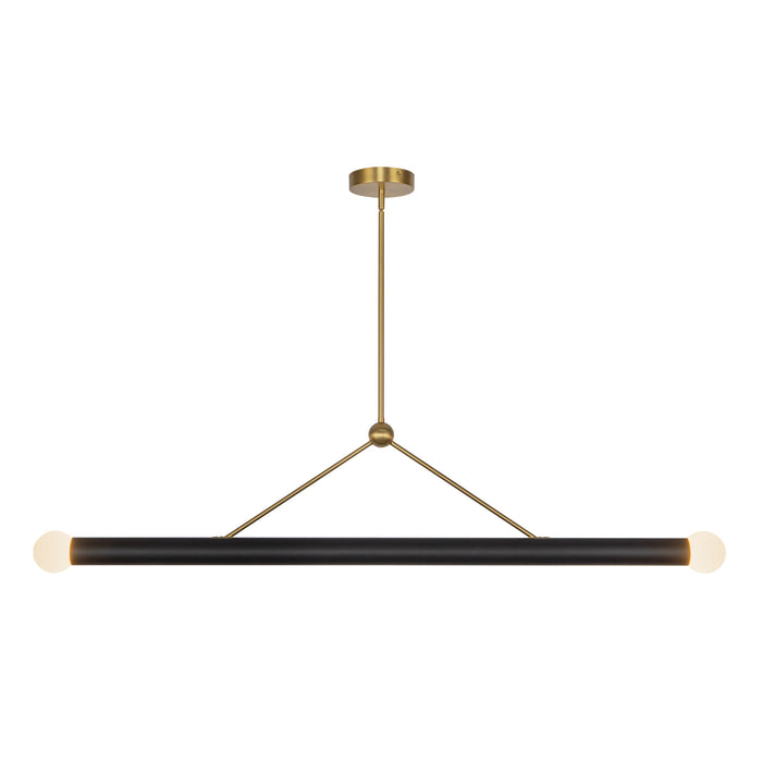 Calla 52-in Brushed Gold Dimmable LED Linear Pendant with Black Vegan Leather
