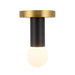 Calla 5-in Brushed Gold Dimmable LED Flush Mount with Black Vegan Leather