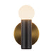 Calla 8-in Brushed Gold Dimmable LED Wall Sconce with Black Vegan Leather