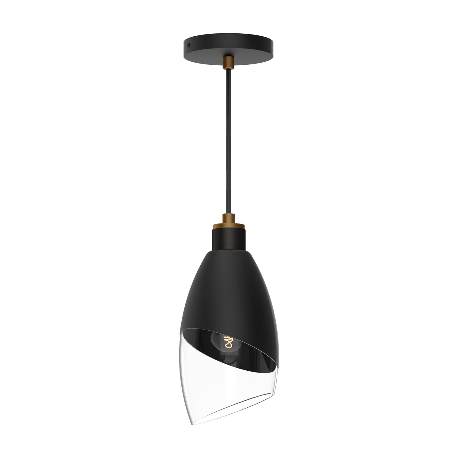 Capri 5-in Clear Glass/Matte Black 1 Light Pendant by Alora Lighting | PD587105MBCL | Alora Lighting