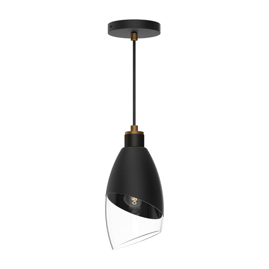 Capri 5-in Clear Glass/Matte Black 1 Light Pendant by Alora Lighting | PD587105MBCL | Alora Lighting
