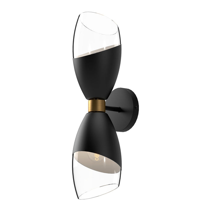 Capri 5-in Clear Glass/Matte Black 2 Lights Wall/Vanity by Alora Lighting | WV587224MBCL | Alora Lighting