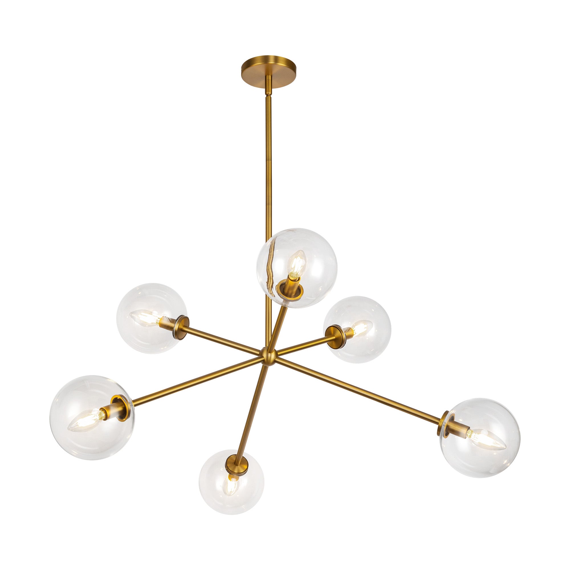 Cassia 40-in Aged Brass/Clear Glass 6 Lights Chandelier by Alora Lighting | CH549640AGCL | Alora Lighting
