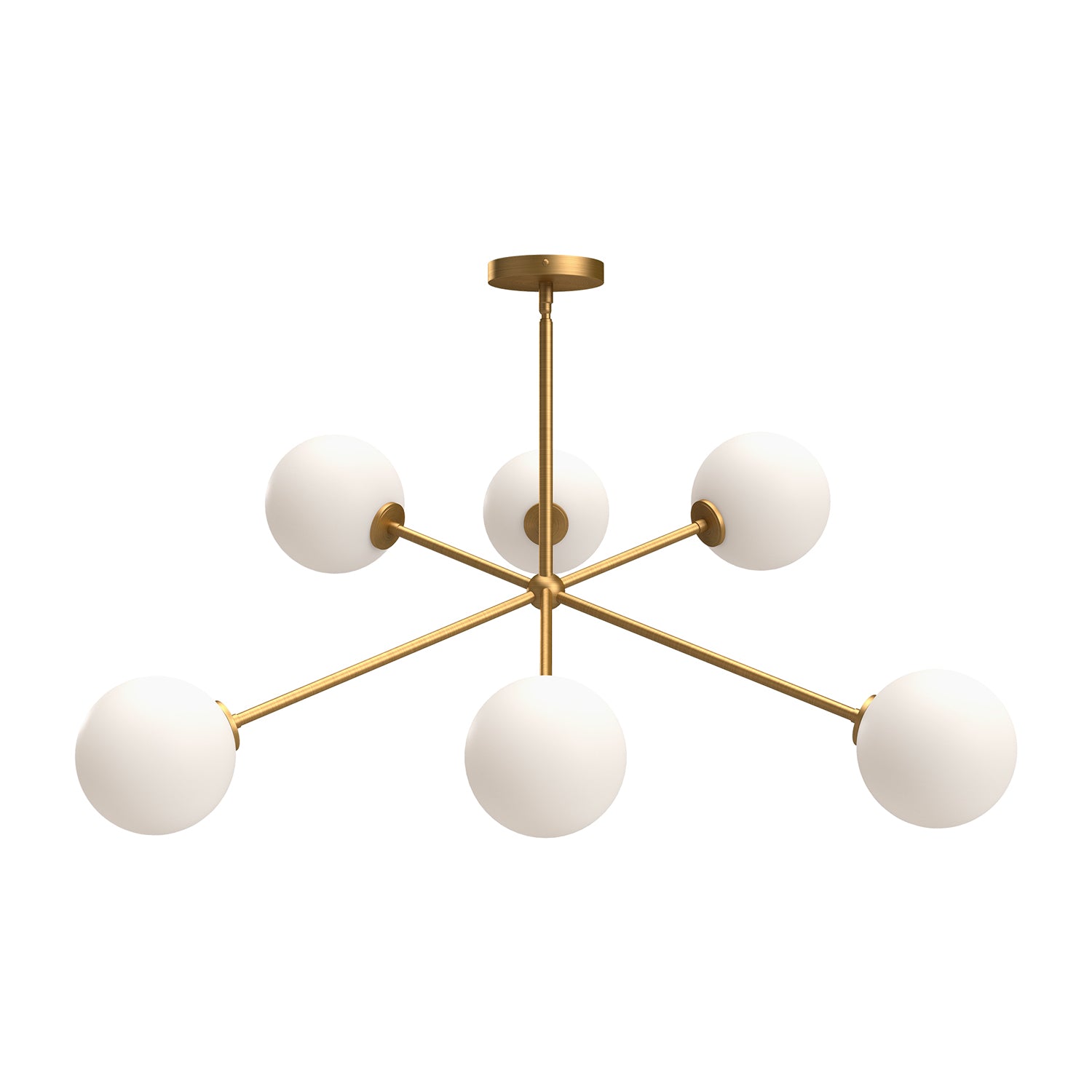 Cassia 40-in Aged Gold/Opal Matte Glass 6 Lights Chandelier by Alora Lighting | CH549640AGOP | Alora Lighting