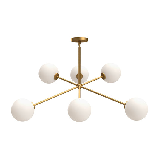 Cassia 40-in Aged Gold/Opal Matte Glass 6 Lights Chandelier by Alora Lighting | CH549640AGOP | Alora Lighting