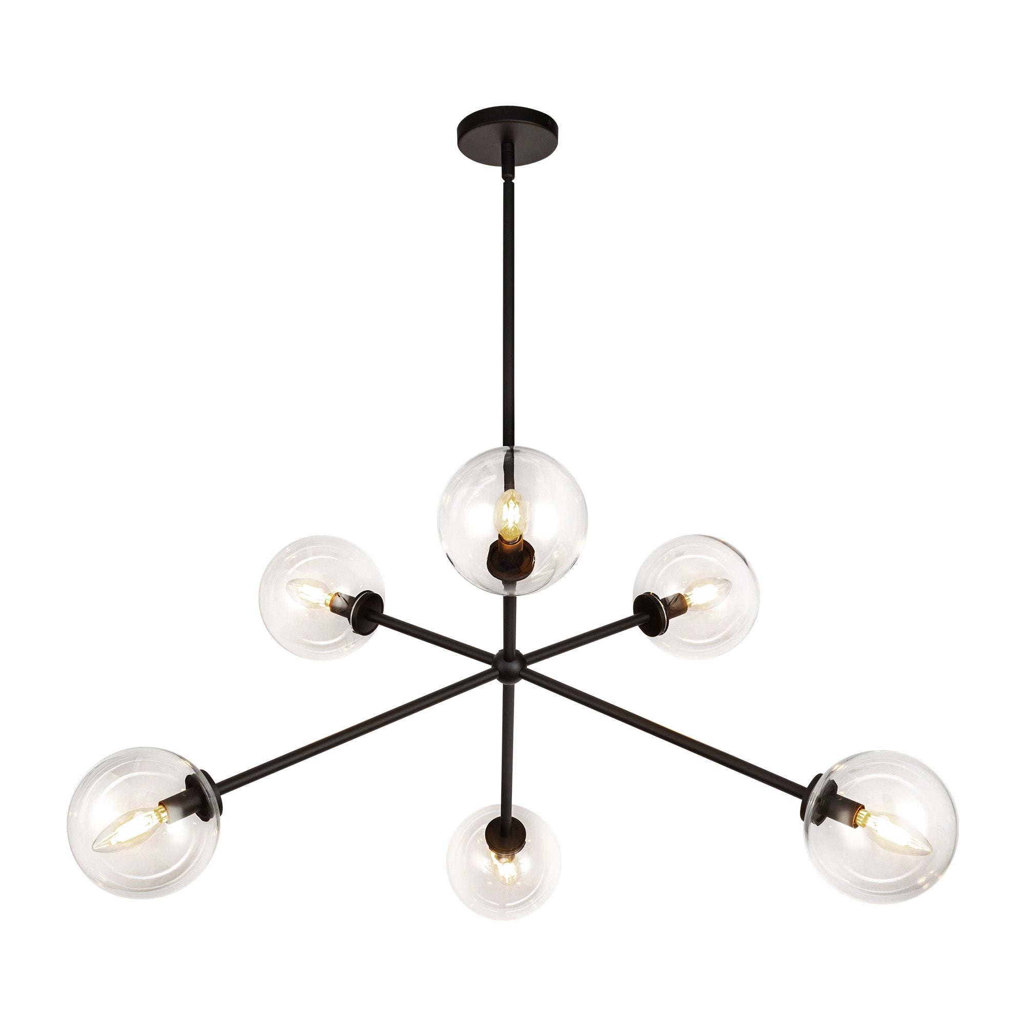 Cassia 40-in Matte Black/Clear Glass 6 Lights Chandelier by Alora Lighting | CH549640MBCL | Alora Lighting