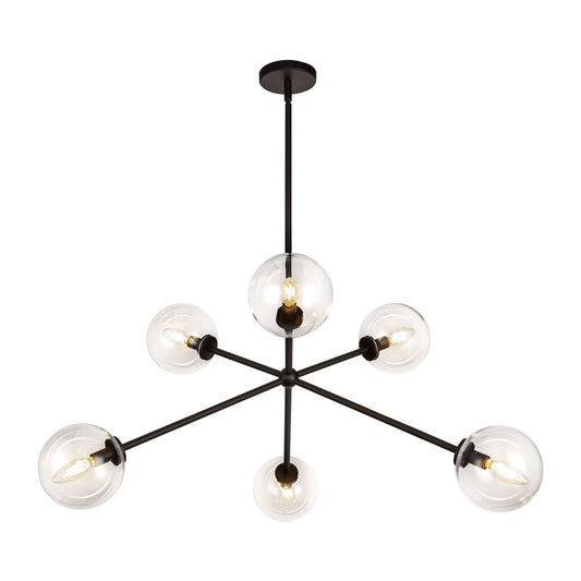 Cassia 40-in Matte Black/Clear Glass 6 Lights Chandelier by Alora Lighting | CH549640MBCL | Alora Lighting