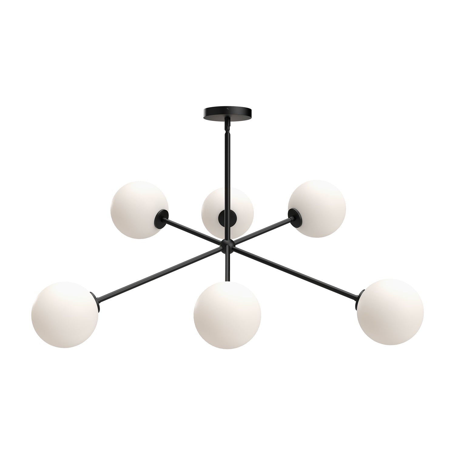 Cassia 40-in Matte Black/Opal Matte Glass 6 Lights Chandelier by Alora Lighting | CH549640MBOP | Alora Lighting