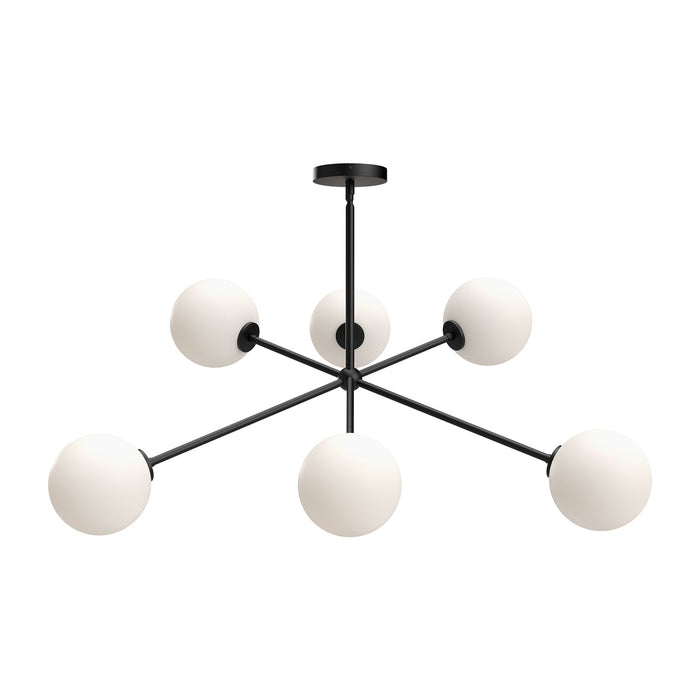 Cassia 40-in Matte Black/Opal Matte Glass 6 Lights Chandelier by Alora Lighting | CH549640MBOP | Alora Lighting