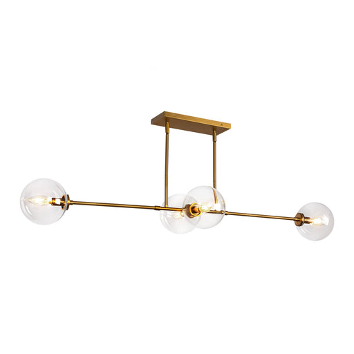 Cassia 48-in Aged Brass/Clear Glass 4 Lights Linear Pendant by Alora Lighting | LP549448AGCL | Alora Lighting