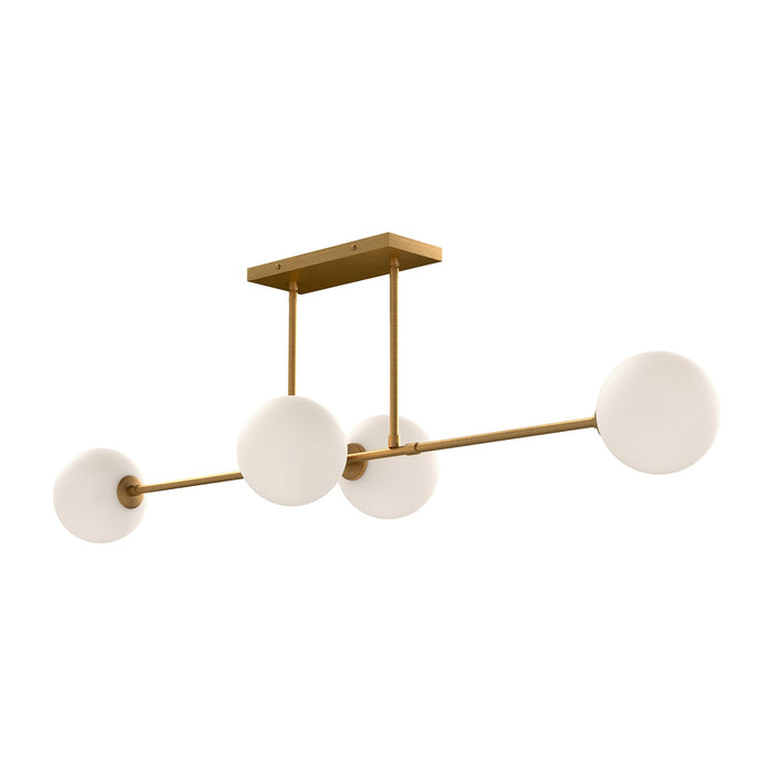 Cassia 48-in Aged Gold/Opal Matte Glass 4 Lights Linear Pendant by Alora Lighting | LP549448AGOP | Alora Lighting