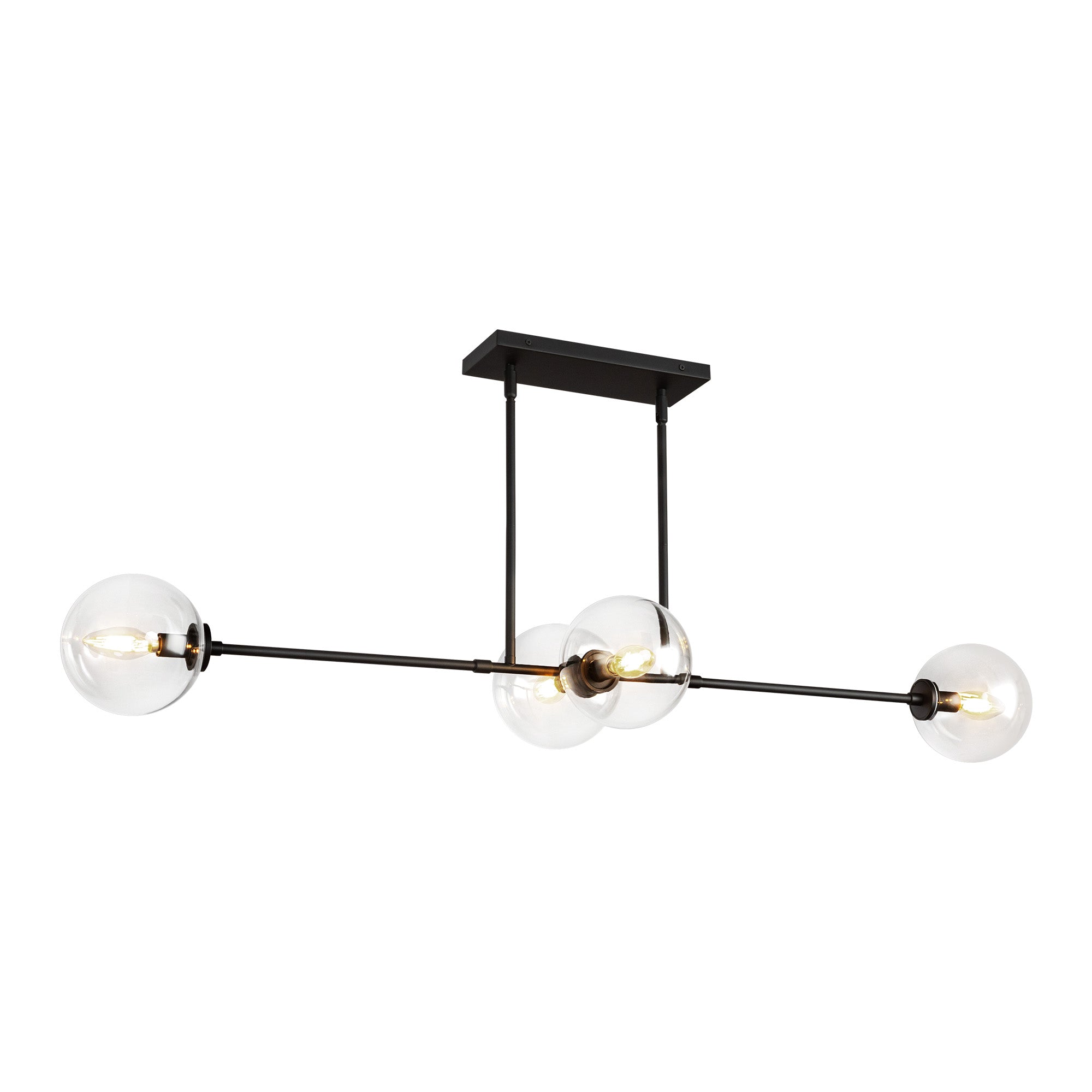 Cassia 48-in Matte Black/Clear Glass 4 Lights Linear Pendant by Alora Lighting | LP549448MBCL | Alora Lighting