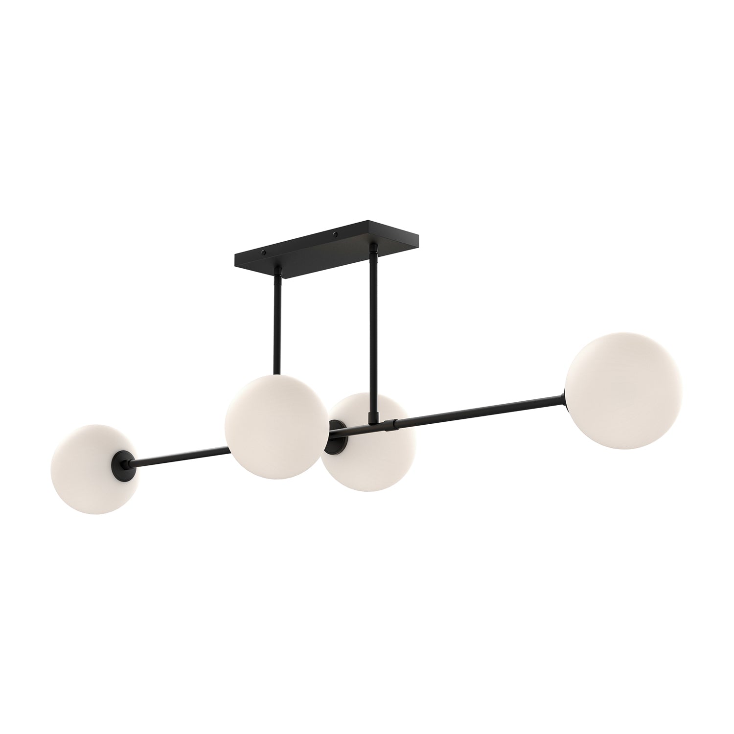 Cassia 48-in Matte Black/Opal Matte Glass 4 Lights Linear Pendant by Alora Lighting | LP549448MBOP | Alora Lighting