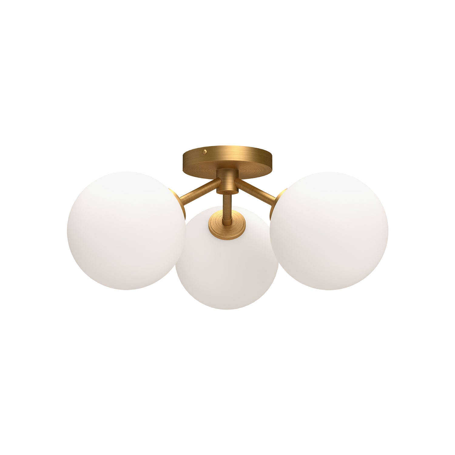 Cassia 17-in Aged Gold/Opal Matte Glass 3 Lights Semi Flush Mount by Alora Lighting | SF549315AGOP | Alora Lighting