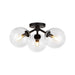 Cassia 15-in Matte Black/Clear Glass 3 Lights Semi-Flush by Alora Lighting | SF549315MBCL | Alora Lighting