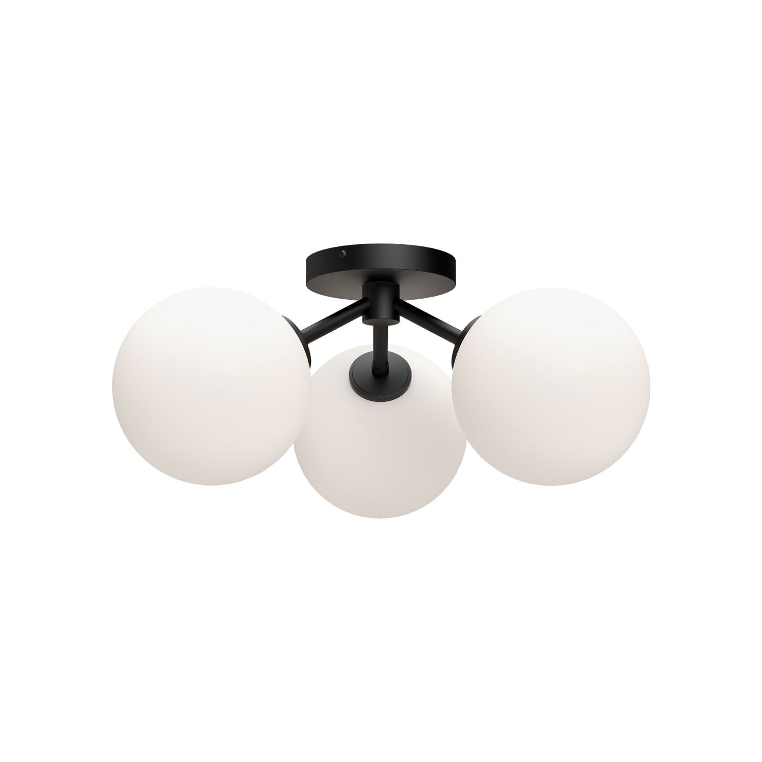 Cassia 17-in Matte Black/Opal Matte Glass 3 Lights Semi Flush Mount by Alora Lighting | SF549315MBOP | Alora Lighting