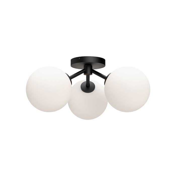 Cassia 17-in Matte Black/Opal Matte Glass 3 Lights Semi Flush Mount by Alora Lighting | SF549315MBOP | Alora Lighting