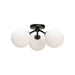 Cassia 17-in Matte Black/Opal Matte Glass 3 Lights Semi Flush Mount by Alora Lighting | SF549315MBOP | Alora Lighting