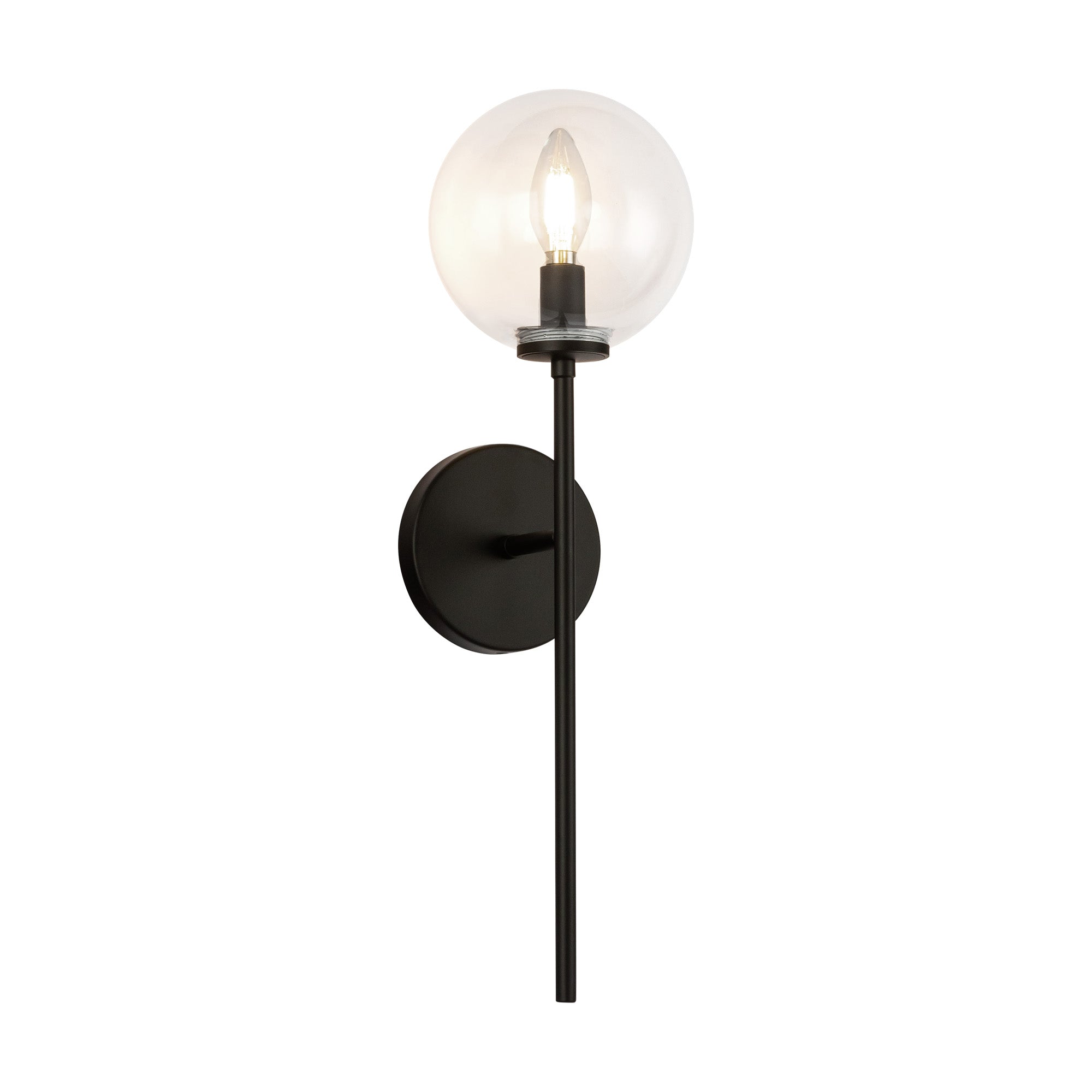 Cassia 1 Head Matte Black/Clear Glass 1 Light Wall Vanity by Alora Lighting | WV549101MBCL | Alora Lighting