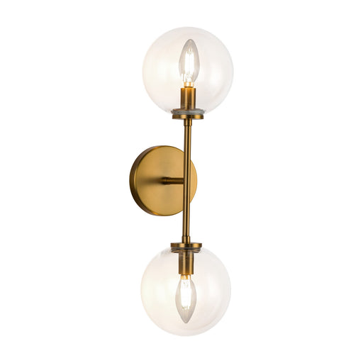 Cassia 20-in Aged Brass/Clear Glass 2 Lights Wall Vanity by Alora Lighting | WV549220AGCL | Alora Lighting