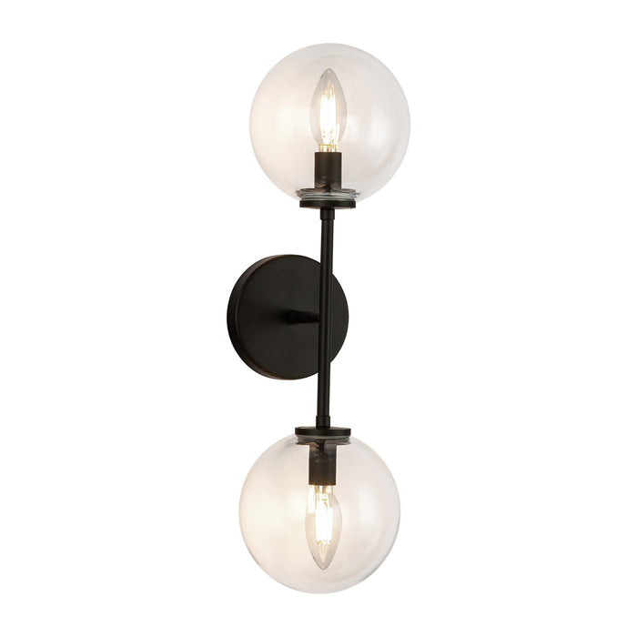 Cassia 20-in Matte Black/Clear Glass 2 Lights Wall Vanity by Alora Lighting | WV549220MBCL | Alora Lighting