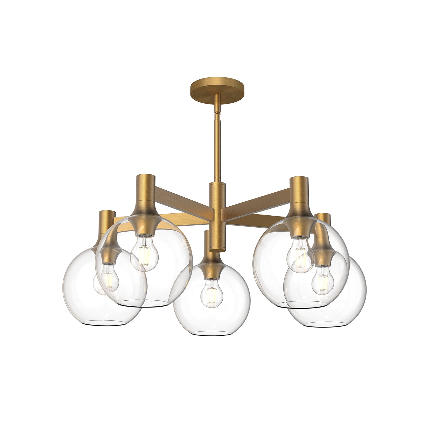 Castilla 29-in Aged Gold/Clear Glass 5 Lights Chandelier by Alora Lighting | CH506129AGCL | Alora Lighting