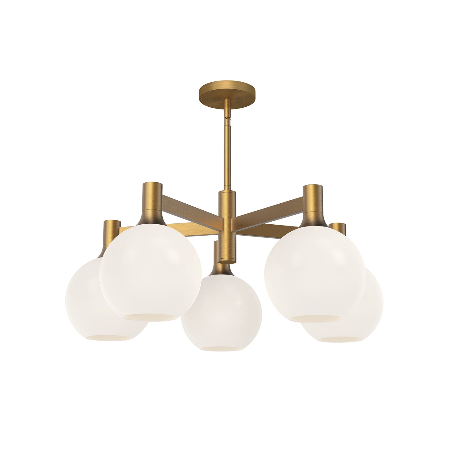 Castilla 29-in Aged Gold/Opal Matte Glass 5 Lights Chandelier by Alora Lighting | CH506129AGOP | Alora Lighting