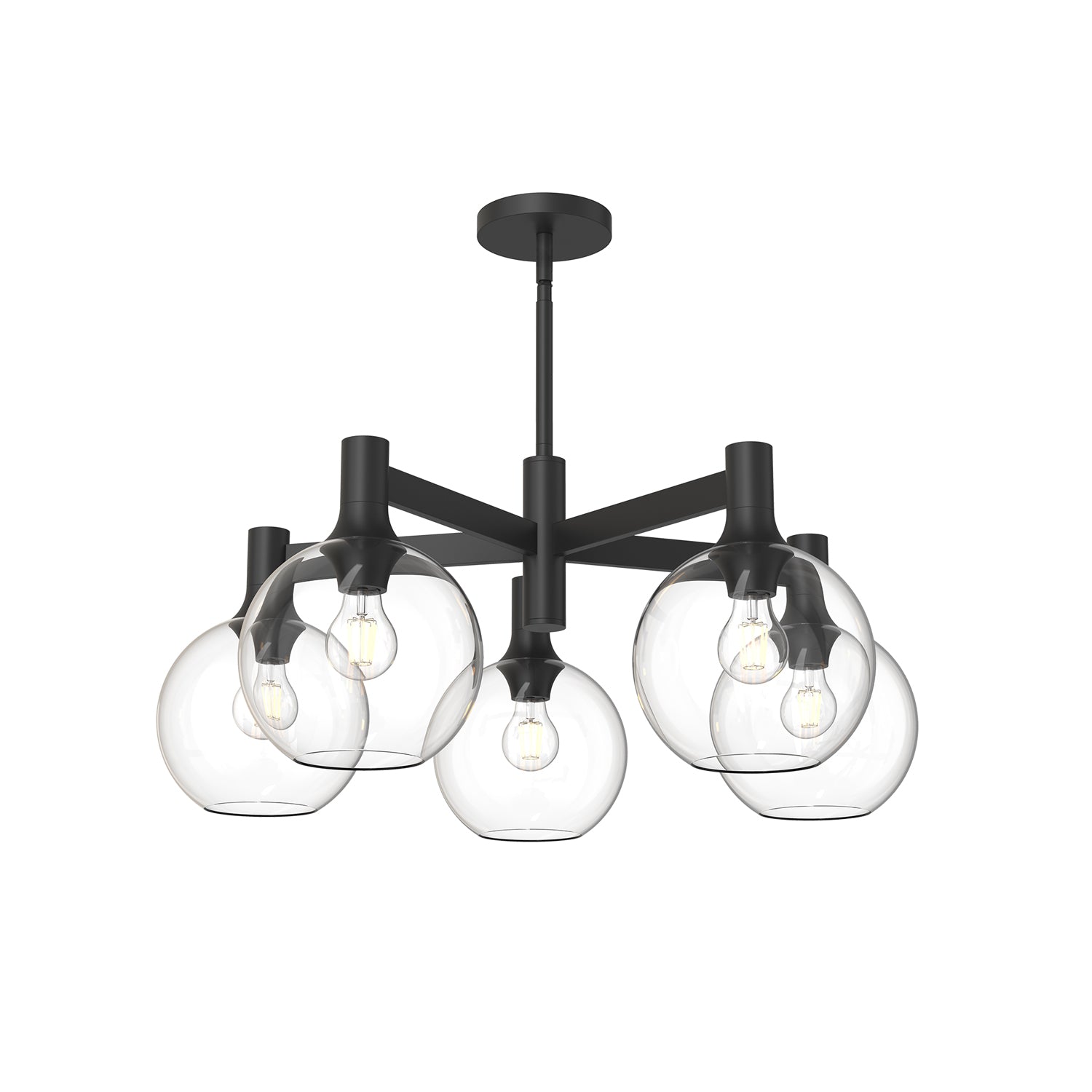 Castilla 29-in Clear Glass/Matte Black 5 Lights Chandelier by Alora Lighting | CH506129MBCL | Alora Lighting
