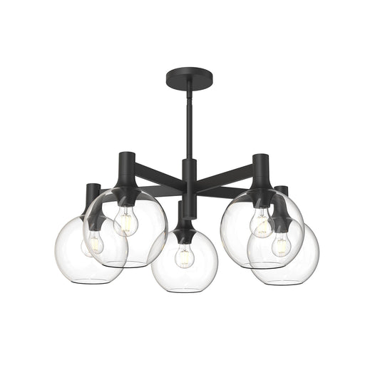 Castilla 29-in Clear Glass/Matte Black 5 Lights Chandelier by Alora Lighting | CH506129MBCL | Alora Lighting