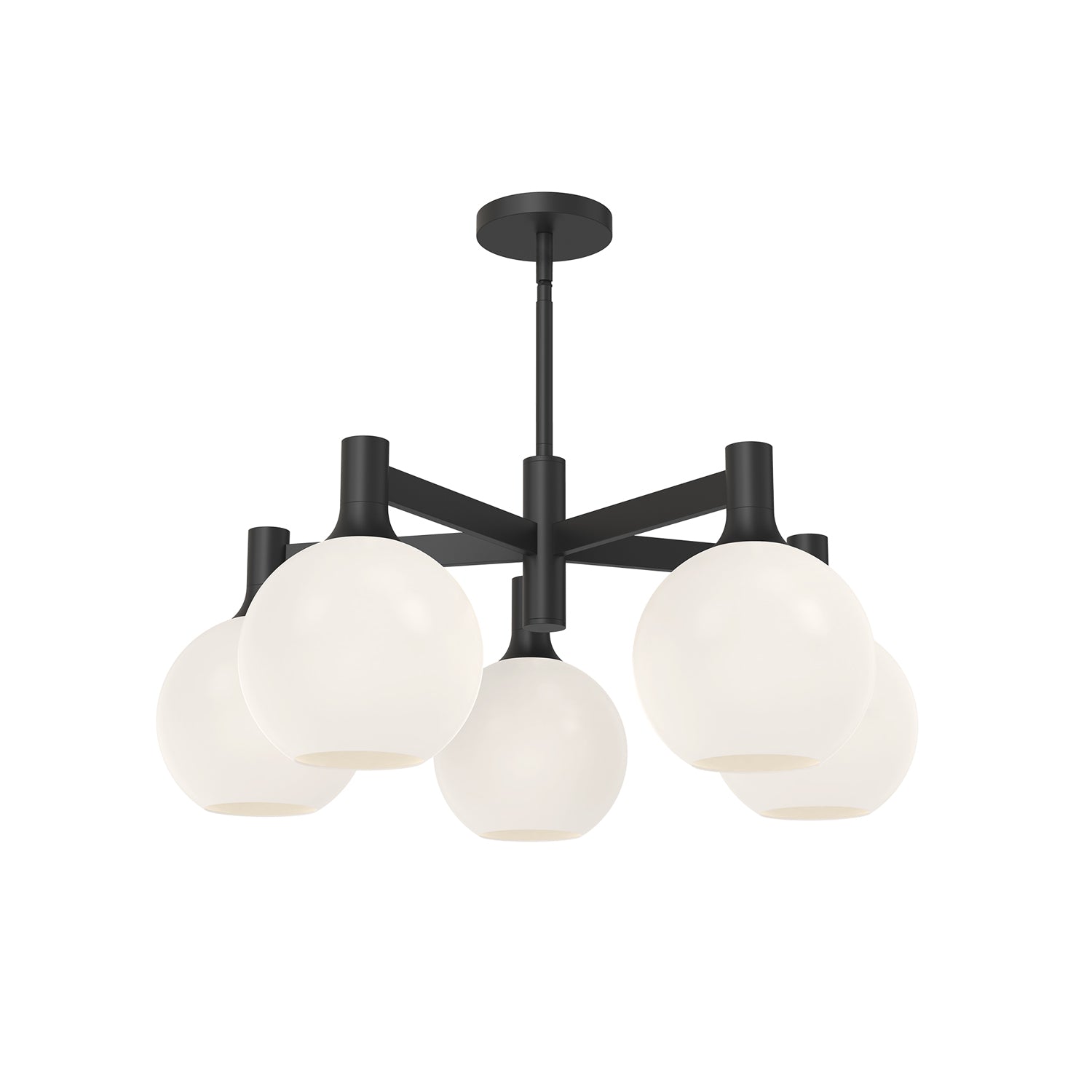Castilla 29-in Matte Black/Opal Matte Glass 5 Lights Chandelier by Alora Lighting | CH506129MBOP | Alora Lighting