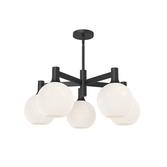 Castilla 29-in Matte Black/Opal Matte Glass 5 Lights Chandelier by Alora Lighting | CH506129MBOP | Alora Lighting