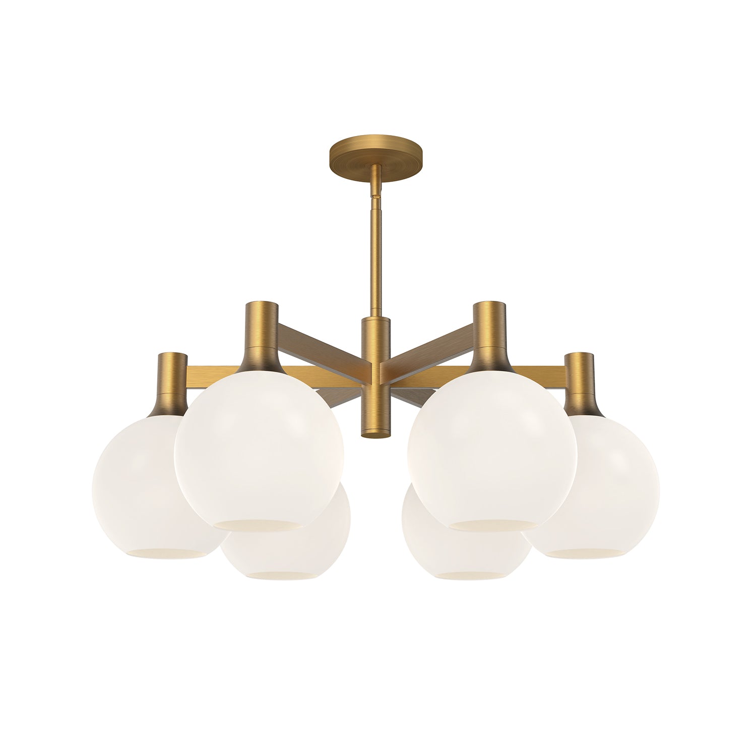 Castilla 29-in Aged Gold/Opal Matte Glass 6 Lights Chandelier by Alora Lighting | CH506230AGOP | Alora Lighting