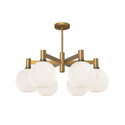 Castilla 29-in Aged Gold/Opal Matte Glass 6 Lights Chandelier by Alora Lighting | CH506230AGOP | Alora Lighting