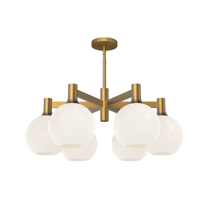 Castilla 29-in Aged Gold/Opal Matte Glass 6 Lights Chandelier by Alora Lighting | CH506230AGOP | Alora Lighting